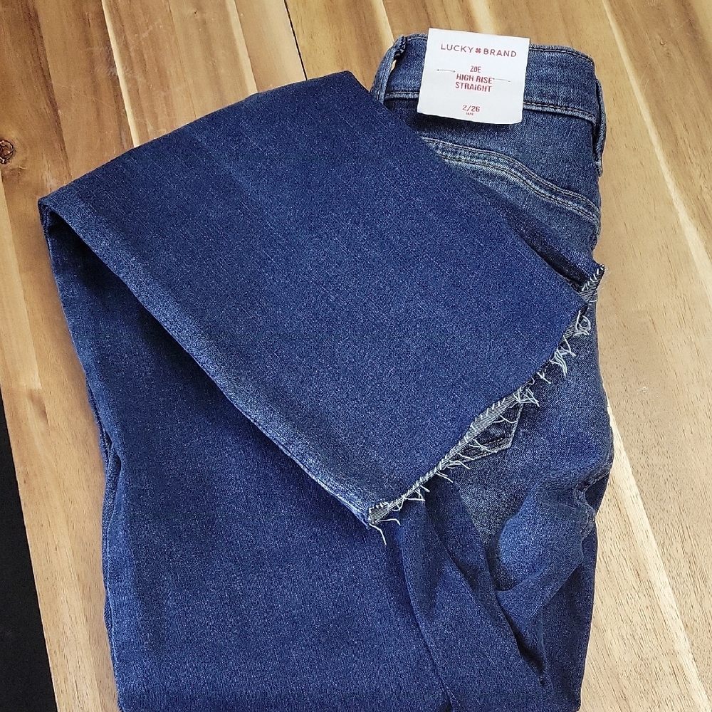 Lucky Brand Women's High Rise Straight Dark Blue Jeans - Long